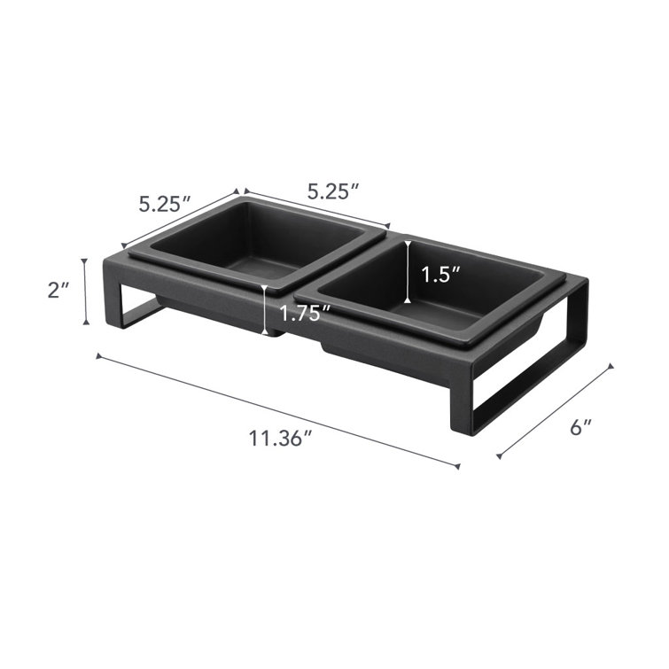 Yamazaki USA Yamazaki Home Steel And Ceramic Pet Food Stand 2